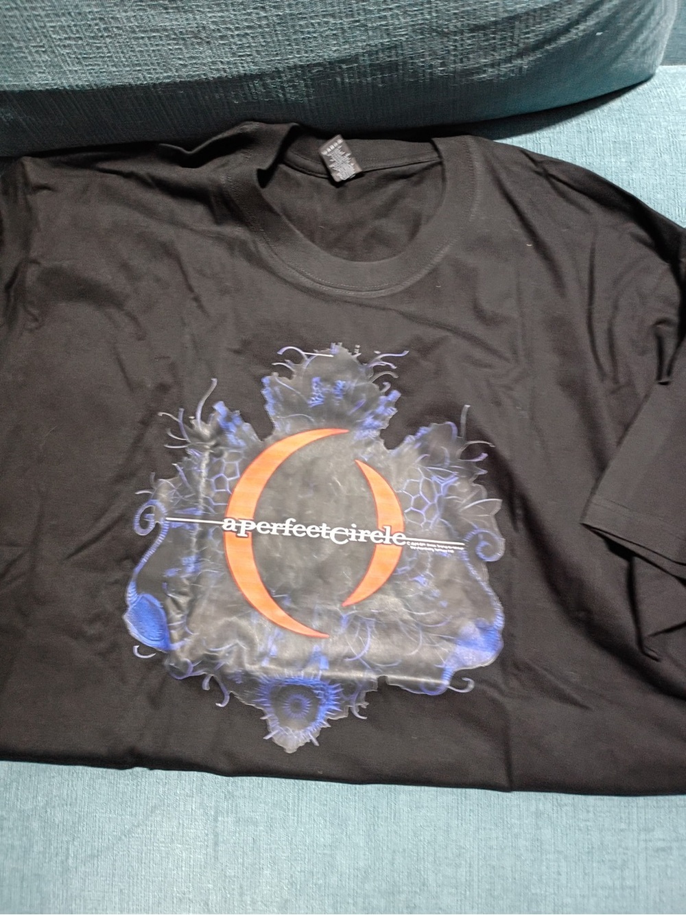 A Perfect circle Black Graphic Band T-Shirt with Orange Crescent